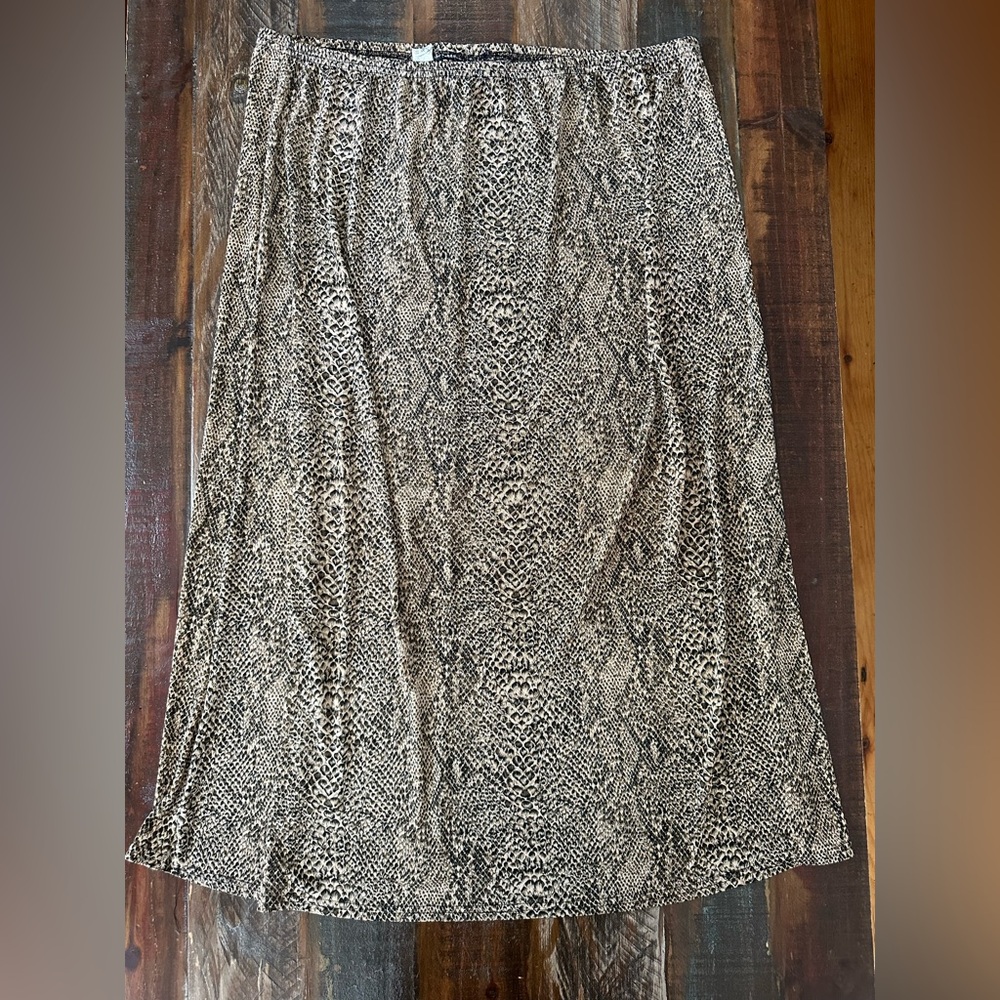 Briggs New York Women's 2XL Tan Black Snakeskin Print Maxi Skirt | SKU 0455